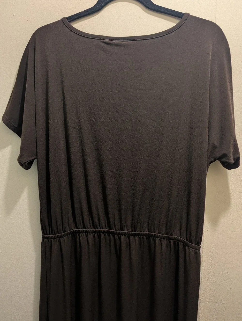 CHICO'S Francine Split Slv Maxi DRESS SOLID ROCKLEDGE BROWN- 1 (M/8)